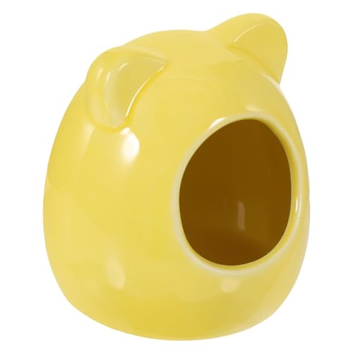 GREENADSCAPE Hamster Spielzeug hamsterspielzeug Hamster Schlafhaus Hamster Keramik Versteckspielzeug Hamster Schlafhöhle Hamster verstecken Hamsterversteck Keramik Igel-Hamster-Nest Yellow von GREENADSCAPE