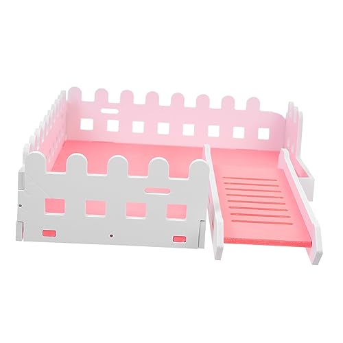 GREENADSCAPE Hamsterständer Hamsterzubehör Papageienschaukel Hamster Spielen Barsch Kleintierspielzeug Plattform Für Hamsterkäfige Goblincore-raumdekoration Käfigplattform Mit Leiter PVC Rosa von GREENADSCAPE