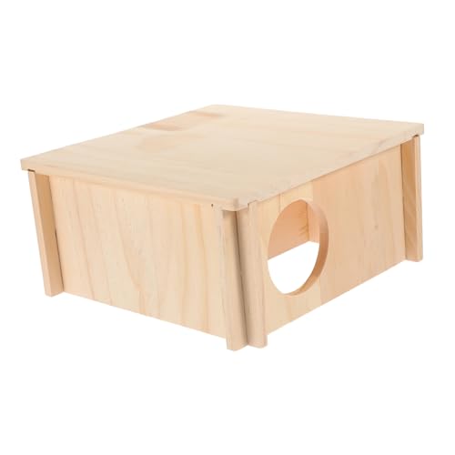 GREENADSCAPE Hamsterversteck Krabbelspielzeug Hamster Rasthaus Guinea Verstecken Hasenspielzeug Für Kaninchen Schlafhütte Für Hamster Kauspielzeug Rattenversteck Im Sommer Holz Khaki von GREENADSCAPE