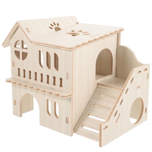 GREENADSCAPE Luxuriöses Hamsterhaus aus Holz mit Etagen Versteck Burg für Hamster Ratten Kleintiere von GREENADSCAPE