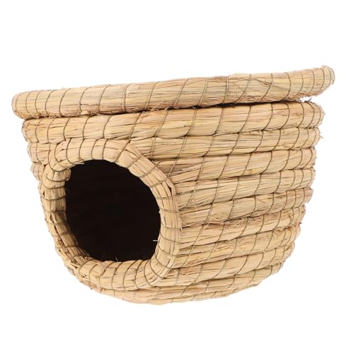 GREENADSCAPE Hasenstall Aus Stroh Kleines Mäusebett Kaninchennest Kleines Tierbett Hasennestmatte Hamsternest Kleine Tierhütte Geflochtene Tierhütte Kaninchenhaus Kaninchen-grasbett von GREENADSCAPE