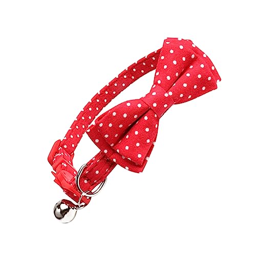 GREENADSCAPE Hunde-/Katzenhalsband Fliege und Glöckchen rot bequemes Filz-Haustier-Accessoire modische Haustier-Halskette Foto-Requisite von GREENADSCAPE