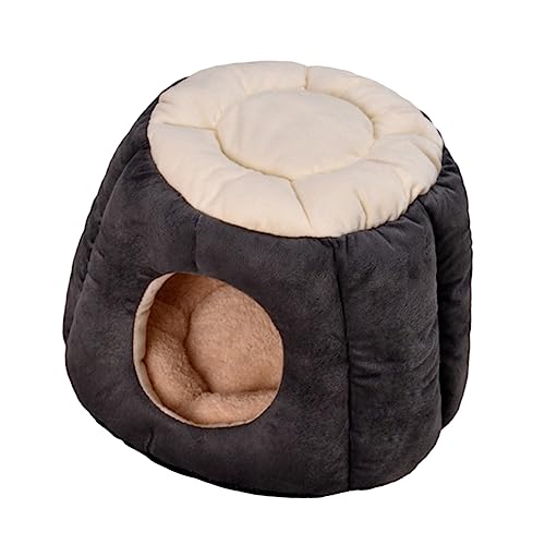 GREENADSCAPE Haustiernest-pad Rund Hundehütte Zeltbett für Katzen und Hunde Warmes Nest Haustierhöhle 40 X 32 cm Grau/schwarz von GREENADSCAPE