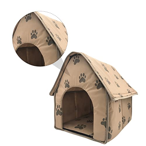 GREENADSCAPE Haustier Hundehütte Katze Warme Matte Weiches Hundebett Zusammenklappbares Haustierhaus Tragbares Haustierzelt Haustierhaus Nisten Rest Haustierbett Eingebauter Schwamm Coffee von GREENADSCAPE