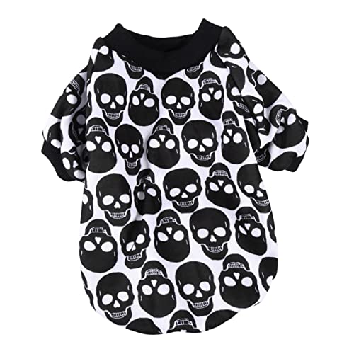 GREENADSCAPE Haustier-Pullover Haustierkleidung Halloweenkostüm Halloween-kostüme Für Hunde Haustier-Outfit Halloween-welpen-Outfits Hundeskelett-Shirt Süßer Hunde-Hoodie Reine Baumwolle Black von GREENADSCAPE