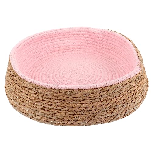 GREENADSCAPE Haustierbett aus Rattan Animal Polster pet Bed hundbett Katzen bettchen Dog Bed Schlafunterlage für Katzen Katzenbett geflochtenes hundebett Haustier-Schlafunterlage Grasweide Rosa von GREENADSCAPE