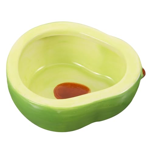 GREENADSCAPE Dekorativer Futternapf aus Keramik in Avocadoform für Kleintiere Futterspender für Hamster Kaninchen von GREENADSCAPE