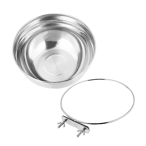 GREENADSCAPE Haustiernapf aus Edelstahl Lebensmittelspender Vogeltränke für Käfig Käfigfutter pet Water Bowl Wassernapf für Haustiere Kiste Wasserschale Hund wassernapf Rostfreier Stahl Silver von GREENADSCAPE