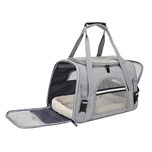 GREENADSCAPE Haustiertasche Zusammenklappbar Transportbox Für Haustiere Hundekäfig Im Freien Kleiner Hundetransporter Katzenkäfig Welpen Rucksack Haustierkiste Atmungsaktiv Grey Oxford-Stoff von GREENADSCAPE