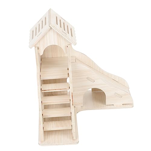 GREENADSCAPE Hölzernes Landschaftsbauhaus, Hamster Holzhaus, Hamster Versteck, Kreatives Hamster Versteck, Hamster Holzversteck, Heimtierbedarf, Kleintiere, Leiter, Haustier Holznest, Hamster von GREENADSCAPE