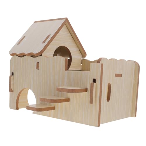 GREENADSCAPE Hamster Leiter Holzhaus Hamster Hamsterspielzeug Kleintierspielzeug Hamsterkäfige Kleintier Holzspielzeug Hängematte Nest Tiere Hamsterfutter Heu Hamsterversteck Meerschweinchenhütte von GREENADSCAPE