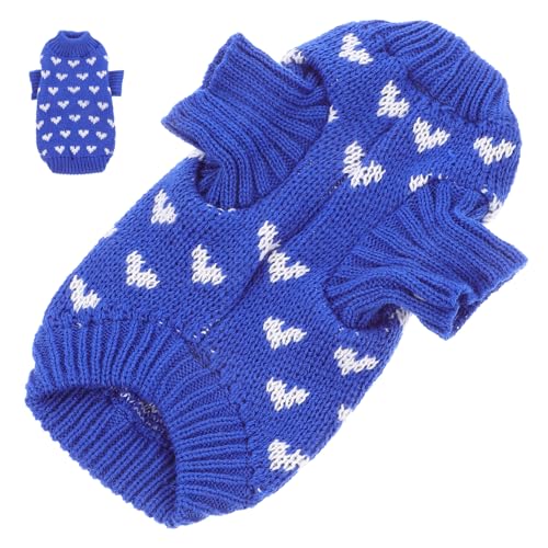 GREENADSCAPE Hundepullover hundepulli warm Hunde Pullover Strickpullover für Hunde Sweater für Hunde Hunde-Pullover thermischer Welpenmantel verschleißfeste Welpenweste Haustierweste Acryl Blue von GREENADSCAPE