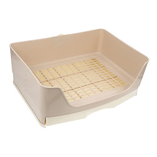 GREENADSCAPE Kasten Kaninchentoilette Extra Große Katzentoilette Ecktoilette Desodorierungsmittel Futterspender Häschen Toilette Chinchilla Ratte Katzentoilette Mit Deckel Beige Plastik von GREENADSCAPE