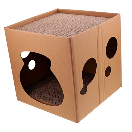 GREENADSCAPE Katzenkratzbrett Katzenhaus Katzenversteck Aus Pappe Kratzspielzeug Für Katzen Katze Kratzt Pappe Horizontaler Katzenkratzer Kratzbaum Aus Pappe Für Wohnungskatzen Wellpapier von GREENADSCAPE