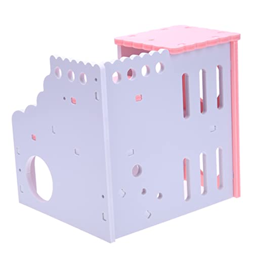 GREENADSCAPE Kleintier Hamster Villa Aus Doppeldeck Schlafhaus Für Hamster Haustier Nest Kuschelhöhle Pink Ideal Für Kleine Nager Und Als Hamsterkäfig Zubehör von GREENADSCAPE