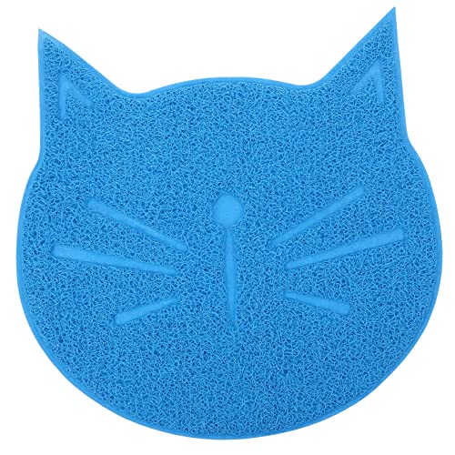 GREENADSCAPE Matte in Katzenform Katzenfutter Kätzchen Hundematte zum Füttern Katzenfuttermatte bodenschutzmatte katzenfutter unterlage Katze Wasser Matte Platzdeckchen für Hund PVC Blue von GREENADSCAPE