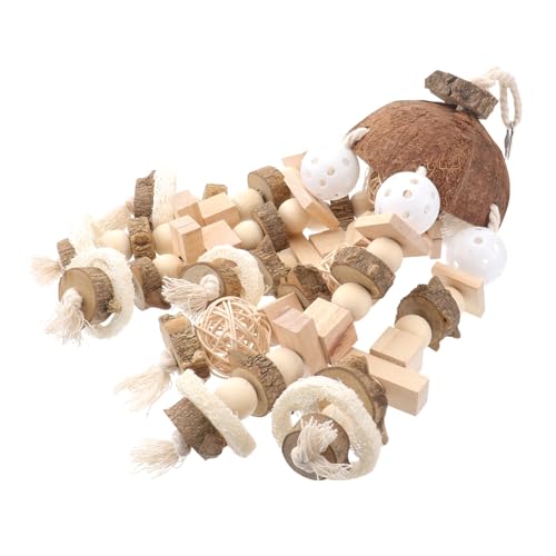 GREENADSCAPE Papagei holzspielzeug holzspielsachen Parrot Toys Bird Toys Vogelspielzeug Ratten Haustier Pavillon Hase Vogelkäfig Papageienbissspielzeug hölzern Beige von GREENADSCAPE