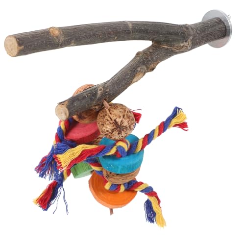 GREENADSCAPE Papageienständer vogelgitter vogelstange Vogelkäfig-Schaukel Vogelkäfig Klettergerüst Vogelständer Parrot Toys Vogel Steht für Papageien Vogel stehender Stock Vogelbarsch hölzern von GREENADSCAPE