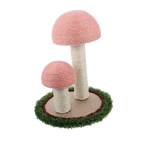 GREENADSCAPE Pilzkatze Klettergerüst katzenturm Katzen Turm cat Toys Katzenübungsspielzeug Cat-Schleifrahmen Zubehör zum Spielen von Katzen Kletterspielzeug für Katzen Baumwollseil Rosa von GREENADSCAPE