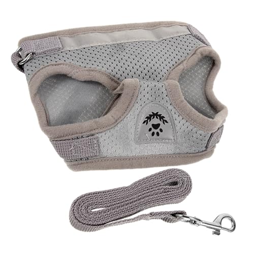 GREENADSCAPE Satz reflektierender Katzen-Brustgurt cat Leash Katzenleine Haustierbrustgurt Graue Haustierweste Kaninchenleine Grauer Gürtel Welpengeschirr Haustier Geschirr Katzengeschirr Grey von GREENADSCAPE