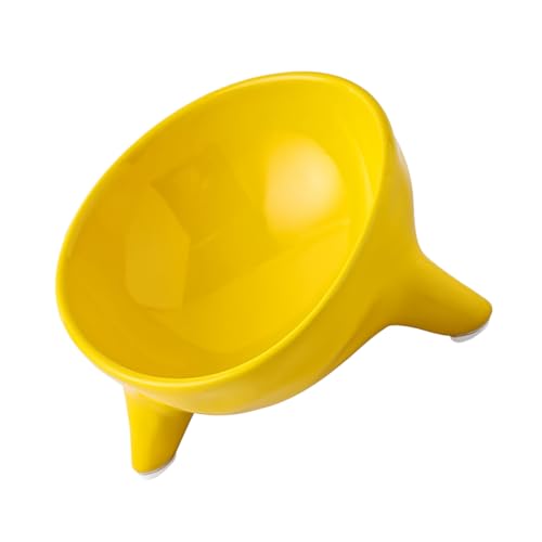 GREENADSCAPE Schräge Stativschale pet Food Container Dog Bowl Hunde schüssel Halsschutzschale für Haustiere Erhöhter Katzennapf katzennäpfe Futternapf für Katzen Hund wassernapf Keramik Yellow von GREENADSCAPE