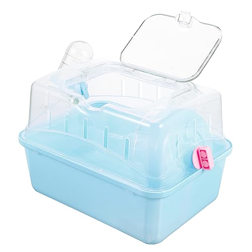 GREENADSCAPE Tragbare Hamster Reisebox Mit Dach Käfig Für Kleintiere Idealer Tragekäfig Für Hamster Und Andere Kleine Tiere Outdoor Haustier Transportbox Blauer von GREENADSCAPE