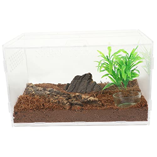 GREENADSCAPE Transparentes Terrarium Spinnen-Terrarium Eidechsenkäfig Schlangengehege Leopardgecko-Panzer Reptilienbecken Einsiedlerkrebskäfig Reptilienterrarium Eidechsenbecken Gehäuse Acryl von GREENADSCAPE