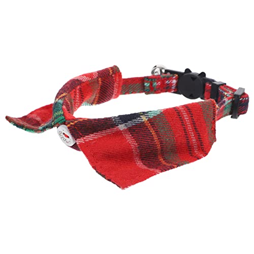 GREENADSCAPE Katzenhalsband Verstellbare Größe Kariertes Halsband Und Glöckchen Reflektierend Für Die Nacht Kätzchen-Halskette Weihnachtliches Rotes Sicheres Design von GREENADSCAPE