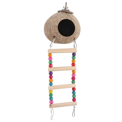 GREENADSCAPE Vogelhaus aus Kokosnussschale ruhender Vogelkäfig Vogellebensraum Kleintierversteck Haustier Ruhendes Vogelbett Bird Toys Kokosnuss Vogelhaus Vogelbett für Vogel schlafendes Nest von GREENADSCAPE