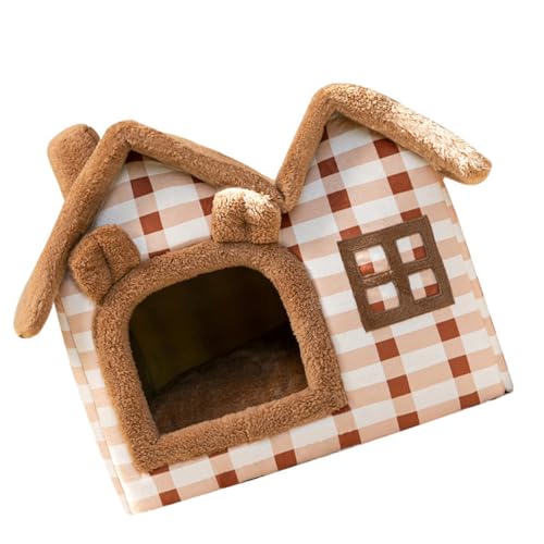 GREENADSCAPE Welpenruhenest Waschbares Haustierhaus Plüschiges Haustierbett Waschbares Haustierbett Hundehütte im Winter süßes Katzenhaus Hund warmes Hundenest Kratzfestes Katzenhaus von GREENADSCAPE