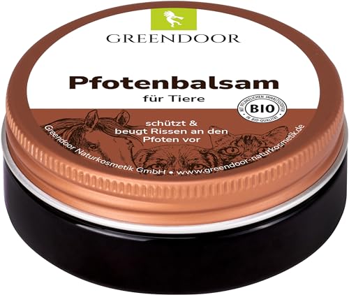 GREENDOOR natürlicher Bio Pfotenbalsam für weiche Pfoten 50ml, vegane Pfotenpflege beugt Rissen vor, schützt vor Umwelteinflüssen, bei Hitze Kälte Nässe Schnee (Pfotenbalsam 50ml) von GREENDOOR