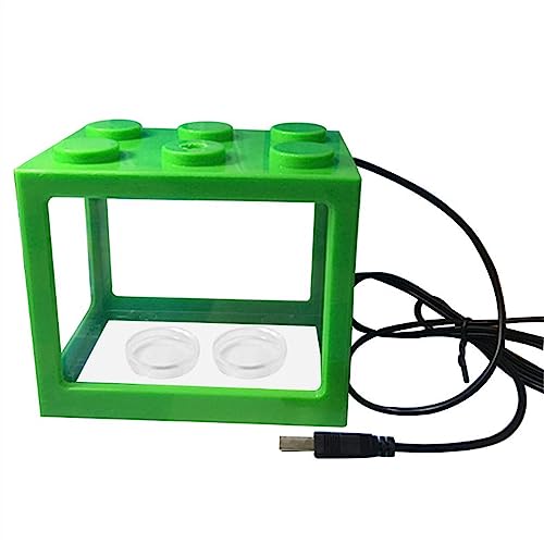 Fisch Tank Aquarium Acryl USB Mini Aquarium Tank Propagator Aquarium mit LED-Licht Home Office Desktop dekorative Tank Fischschale (Color : Green) von GRFIT