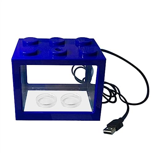 GRFIT Fisch Tank Aquarium Acryl USB Mini Aquarium Tank Propagator Aquarium mit LED-Licht Home Office Desktop dekorative Tank Fischschale (Color : Blauw) von GRFIT