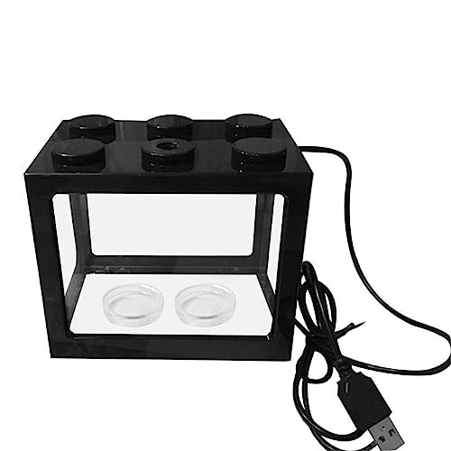 GRFIT Fisch Tank Aquarium Acryl USB Mini Aquarium Tank Propagator Aquarium mit LED-Licht Home Office Desktop dekorative Tank Fischschale (Color : Schwarz) von GRFIT