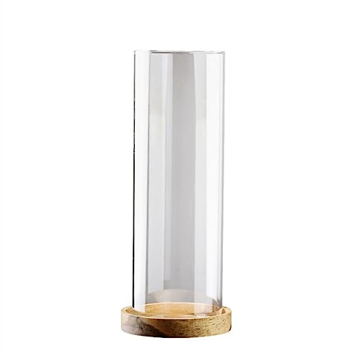 GRFIT Fisch Tank Aquarium Mikro-Landschaft, gerades Glas-Aquarium mit Holzsockel, runde Glasflasche, kleine Flasche, Zierflasche Fischschale von GRFIT