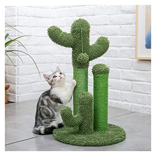 Kratzbrett für Katzen, niedlicher Kaktus, Haustier-Kratzbaum, Spielzeug mit Ball, Kratzbaum für Katze, Kätzchen, Kletterbrett, Katzenkratzbrett (Farbe: Grün, 32 cm, Größe: L) von GRFIT