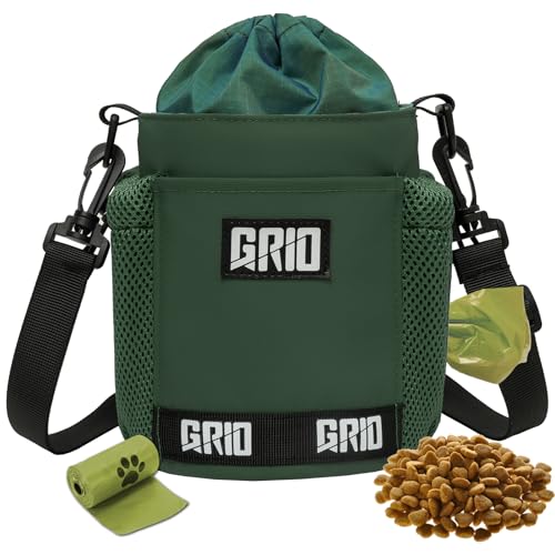 GRIO Leckerli-Tasche für Hunde, groß, mit Tasche, Hundetrainer, mit Kotbeutelspender, Trainingstasche für Spielzeug (Armeegrün) von GRIO