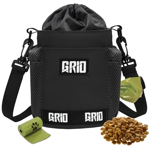 GRIO Leckerli-Tasche für Hunde, groß, mit Tasche, Hundetrainer, mit Kotbeutelspender, Trainingstasche für Spielzeug (schwarz) von GRIO