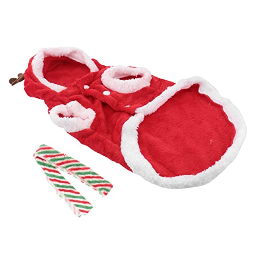 GRIRIW 1 Satz Haustier Hund Weihnachten Elch Kleidung Set Hunde-Weihnachtspullover Haustier-plüsch-Winter-Outfits Haustier-Hoodie-Mantel Welpenpullover Für Kleine Hunde Flanell Rot von GRIRIW