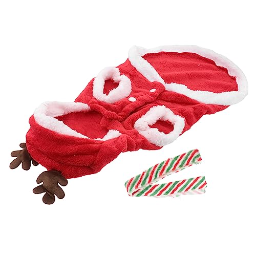 GRIRIW 1 Satz Haustier Hund Weihnachten Elch Kleidung Set Hunde-Weihnachtspullover Hundeweihnachtskleidung hundeschal Weihnachten Hundekleidung Weihnachten Santa Haustier Kostüm Flanell von GRIRIW