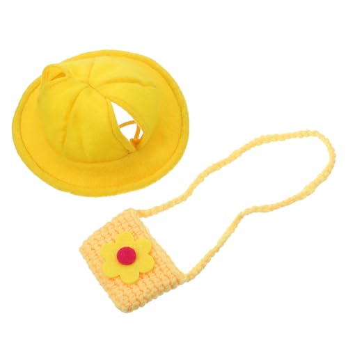 GRIRIW 1 Satz Kaninchen-Rucksack-Hut Hasenkragen Hamster Raupe Hasenmütze pet Supplies haustierbedarf Haustier-Kaninchen-Hut Kleiner Haustierhut Hase Cosplay Tasche gefühlt Yellow von GRIRIW