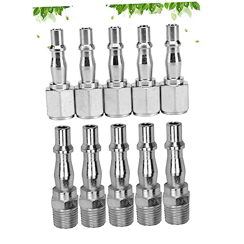 GRIRIW 1/4 Mini-Schraube Pneumatische Rohrverbinder Luftschlauchverschraubungen Push-in Männlich Weiblich 10er Set Robustes Silbermaterial von GRIRIW