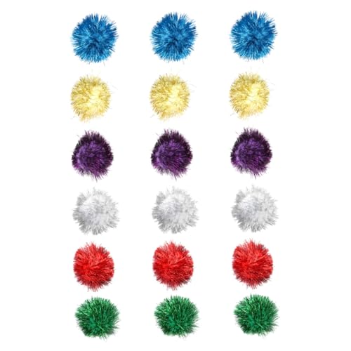 GRIRIW 18Stücke Katzenspielzeug Lametta Bälle Glitter Pom Pom Bälle Für Katzen Interaktives Für Kätzchen Farben Zufällig Für Spiel Und Spaß von GRIRIW