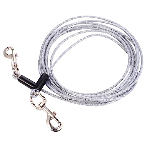 GRIRIW 1Pc Starke Hundeleine Aus Stahl Mit Doppelkopf Anti Biss Und Verlängerung 5mm x 3m Robuste Hundetraktionsleine Für Hunde Pet Supplies Outdoor Nutzung von GRIRIW