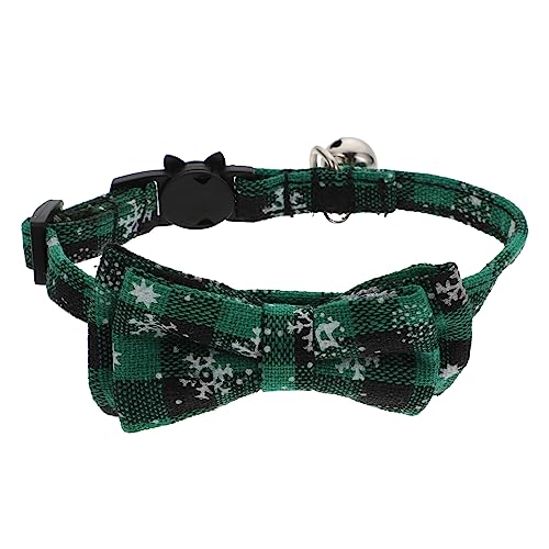 GRIRIW 1Stk Halsband ziehschleifenband weihnachtsmotiv Jingle Bell-Kragen Haustierzubehör weihnachtsdeko Gefälligkeiten für Weihnachtsfeiern Weihnachtshalsbänder für Hunde Fliegen Green von GRIRIW