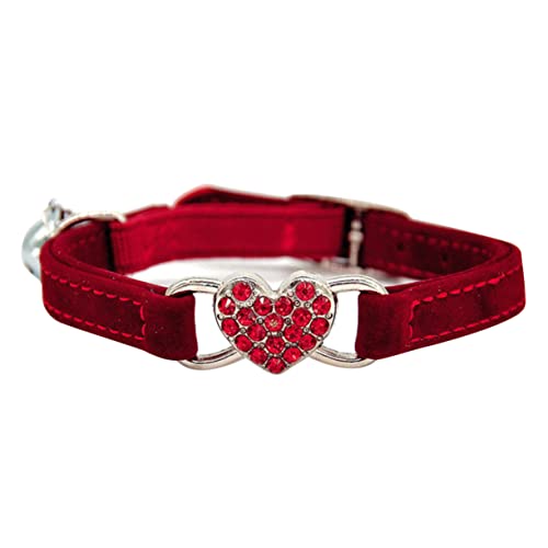 GRIRIW 1Stk Katzenkette Strass -Bling- Katzenhalsband Katzenhalsbänder für Mädchen Kätzchenhalsbänder klein Katze Herz Welpen Bohren Halskette rot von GRIRIW