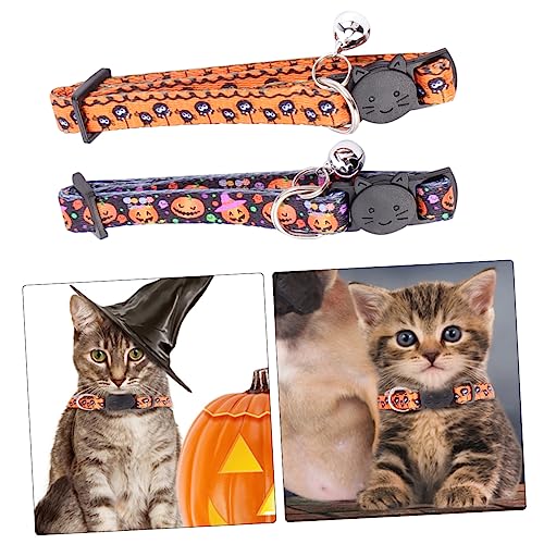 GRIRIW Einzigartiges Kürbishalsband-Set für Katzen 2-teiliges Haustierhalsband Glocke für Halloween-Haustierhalsbänder von GRIRIW