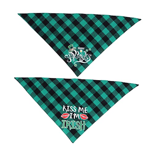 GRIRIW 2Stücke Hunde Bandana Für Patrick's Day Grünes Haustierhalsband Im Karierten Design Tierisch Süße Dekoration Für Hunde Und Katzen Für Feiertagsfeiern von GRIRIW