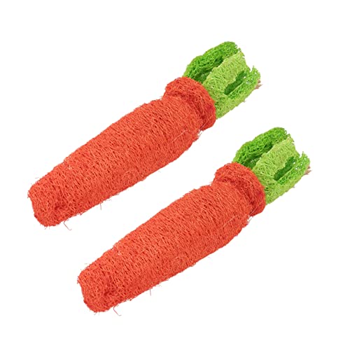 GRIRIW 2Stücke Molar Karotten Design Loofah Kauspielzeug Für Hamster Und Kleine Haustiere Natürliche Zahnreinigung Und Pflege Für Nager Für Zahnpflege von GRIRIW