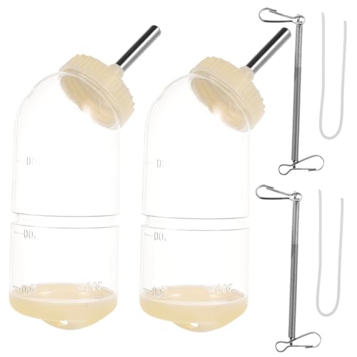 GRIRIW 2er Set Hamster Trinkflasche 300ML Auslaufsicherer Wasserspender Für Kleine Tiere Geeignet Für Kaninchen Und Nager Mit Feder Trinksystem Und Doppel Kugelventil von GRIRIW